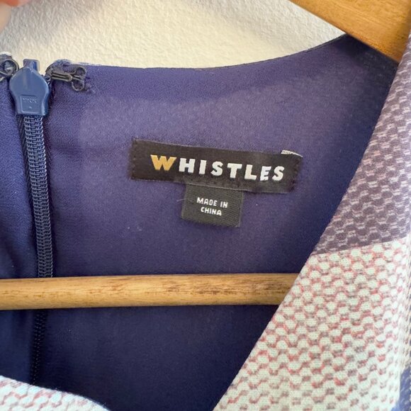 WHISTLES BLUE PLAID PLEATS BACK BOHO DRESS - SIZE 2 - Picture 8 of 8